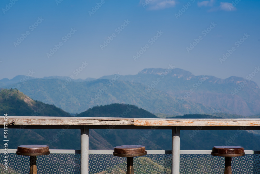 chair with beautiful mountain view
