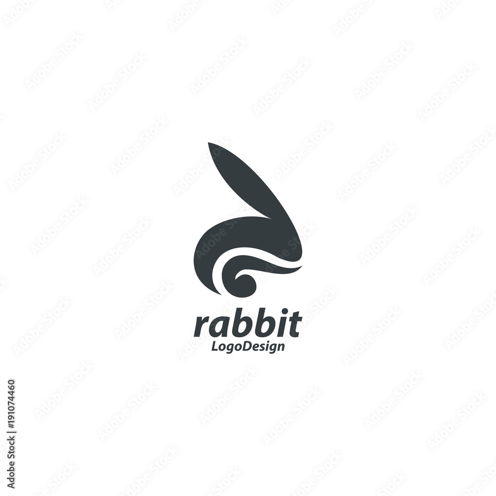 Naklejka premium Bunny Logo, Rabbit Logo, Cool Rabbit Bunny Design Logo Vector
