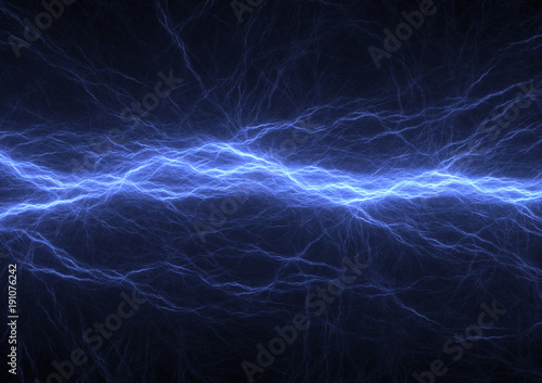 Blue electrical lightning background, abstract plasma abstract