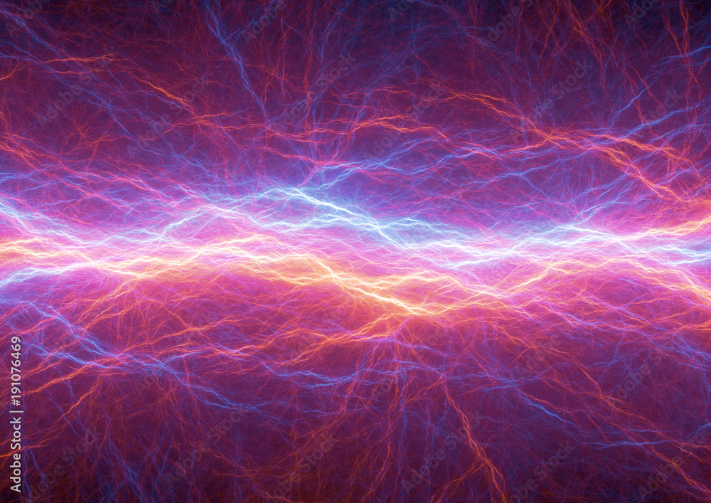 Fototapeta premium Fire and ice plasma lightning, electrical background