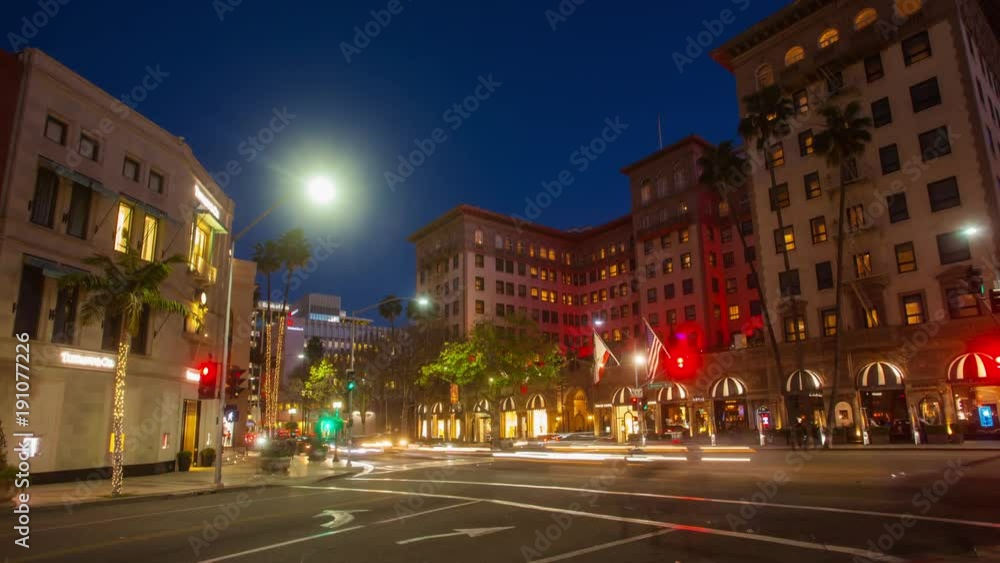 Rodeo Drive Night Timelapse, Stock Video