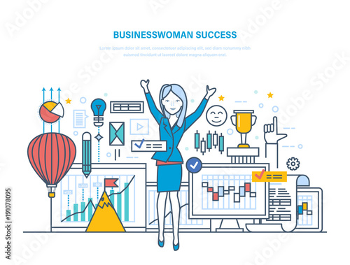 Wallpaper Mural Businesswoman success. Management, achievement of successful outcome, growth in career. Torontodigital.ca