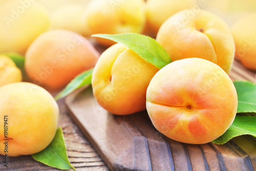 Fresh ripe sweet apricots, selective focus, toned