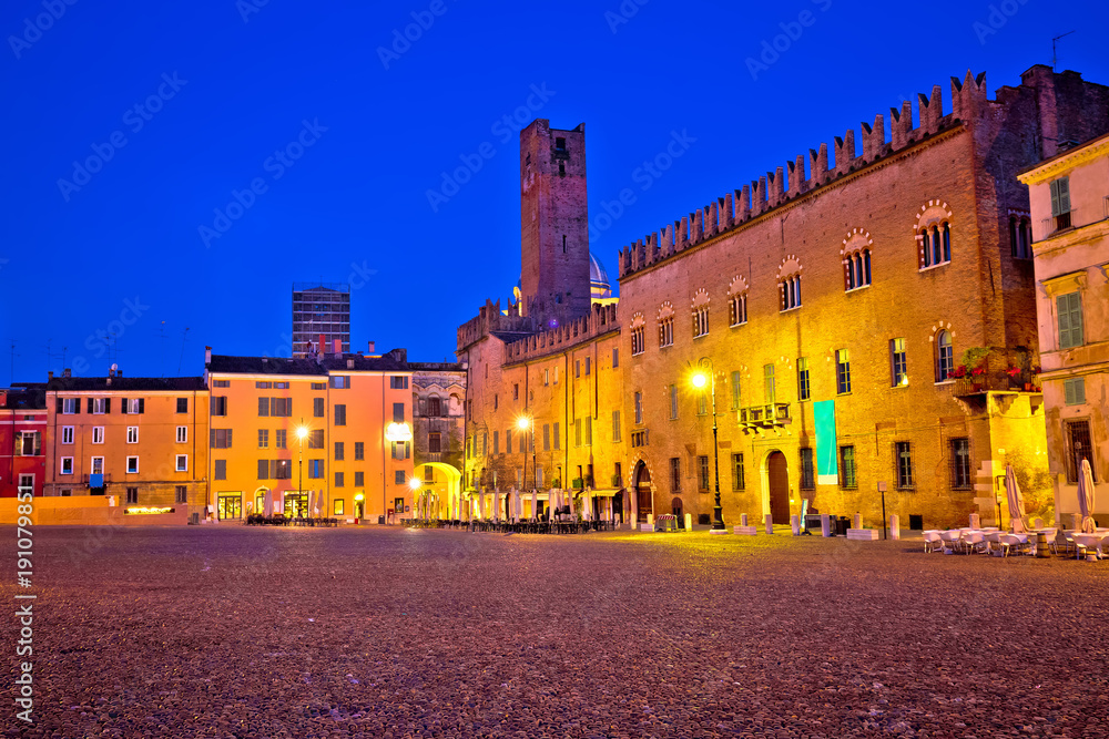 Mantova city Piazza Sordello evening view
