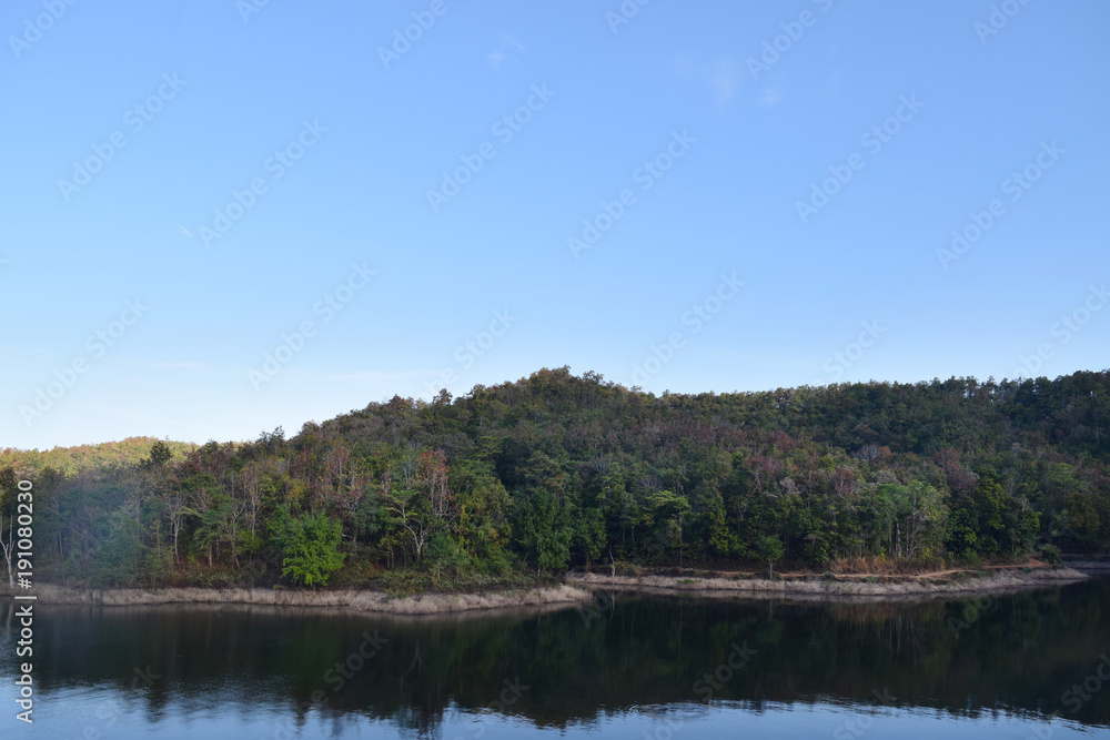Beautiful mountain views and morning Blue sky in Background