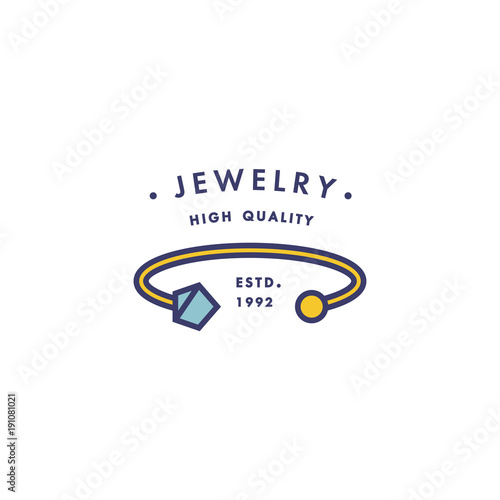 Vector logo with pendant design in trendy linear style in colorful colors