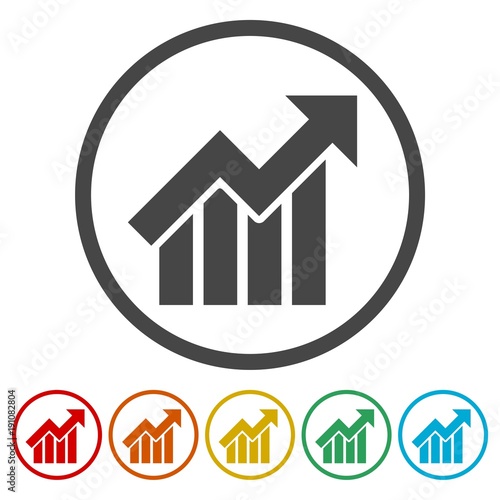 Growth chart, Business graph, 6 Colors Included