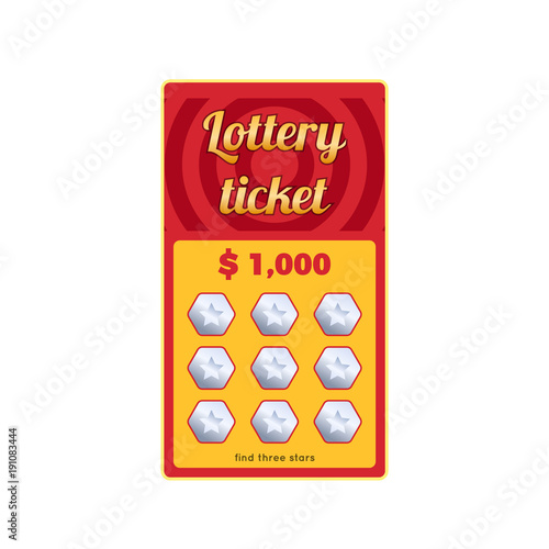 Lottery ticket for drawing money and prizes. Lottery successful.