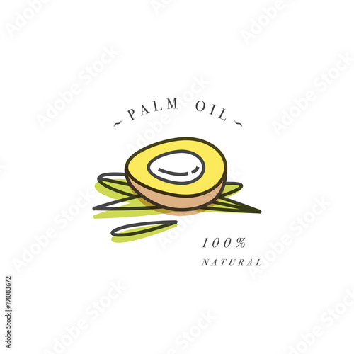 Vector design element and icon in linear style - palm oil - healthy vegan food. photo