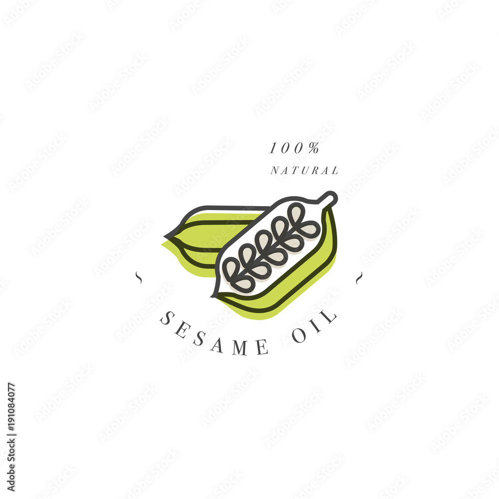 Vector design element and icon in linear style - sesame seed oil - healthy vegan food. Vector design element and icon in linear style - sesame seed oil - healthy vegan food.