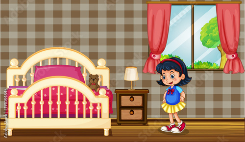 Little girl in bedroom