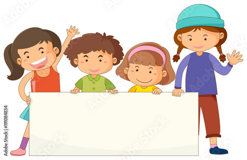 Banner template with cute children