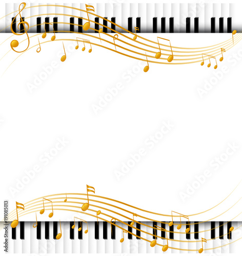 Border template with with piano keyboards and musicnotes