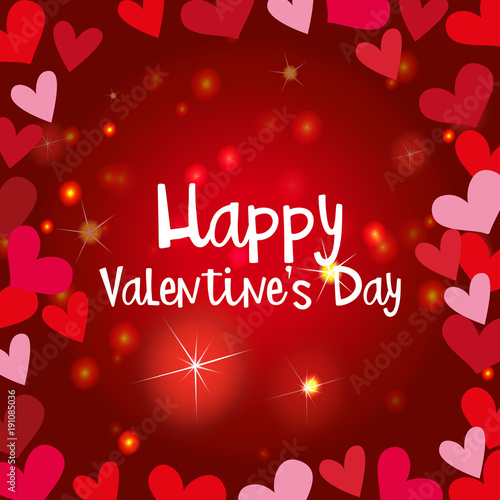 Happy valentine card template with shiny hearts
