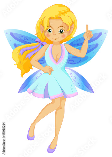 Cute fairy with blue wings