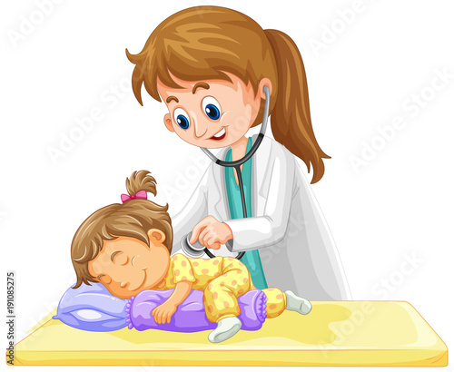 Doctor checking up on little toddler girl