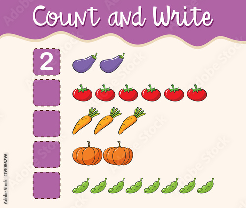 Math worksheet template count and write