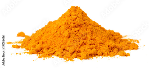 turmeric powder isolated on the white background