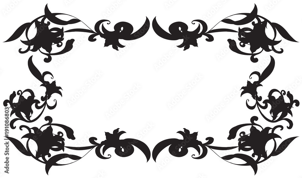 Frame template with silhouette flowers