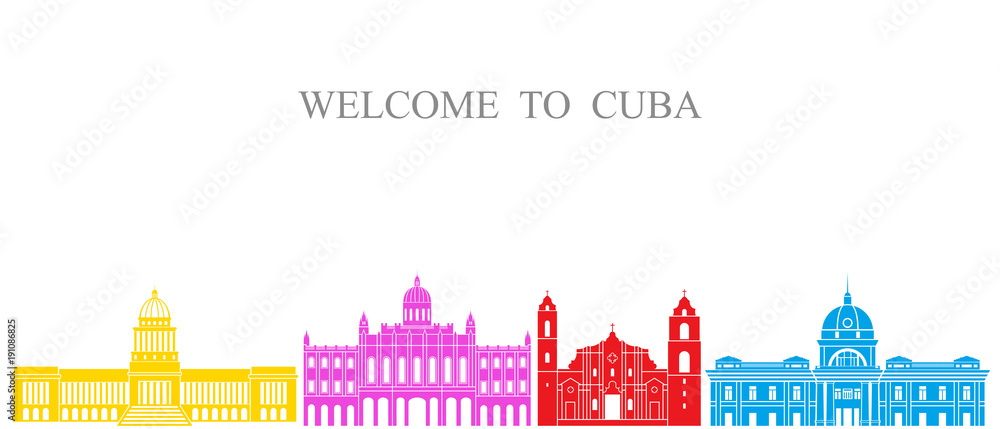 Cuba set. Isolated Cuba architecture on white background Cuba set. Isolated Cuba architecture on white background