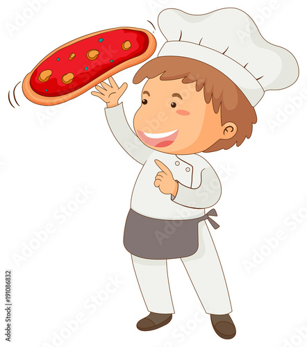 Italian chef making pizza