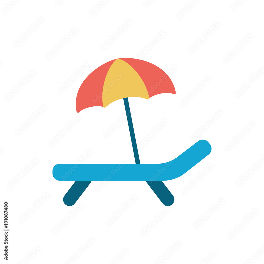 deckchair with umbrella icon on white background deckchair with umbrella icon on white background