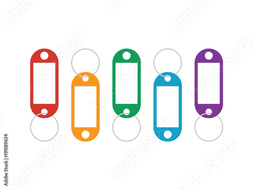 Colorful key fobs isolated on a white background