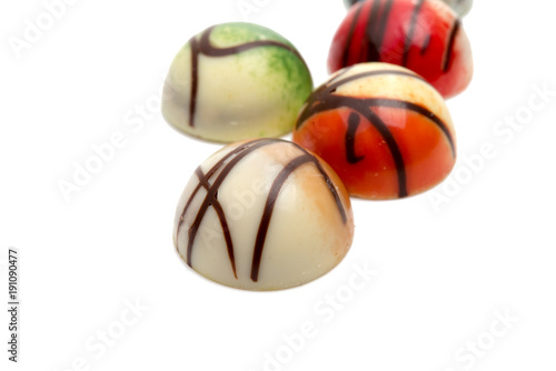exclusive collection chocolate sweets isolated on the white