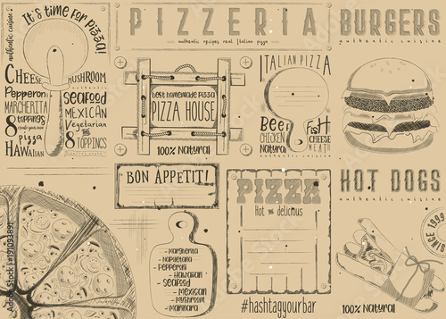 Placemat for Pizzeria and Fast Food