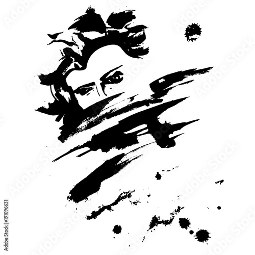 Girl Abstract Ink Hand Brushed