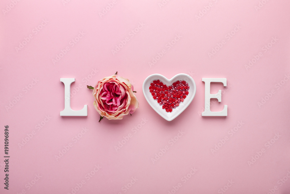 Fototapeta Walentynki-dzień koncepcja z listów miłosnych na różowym tle