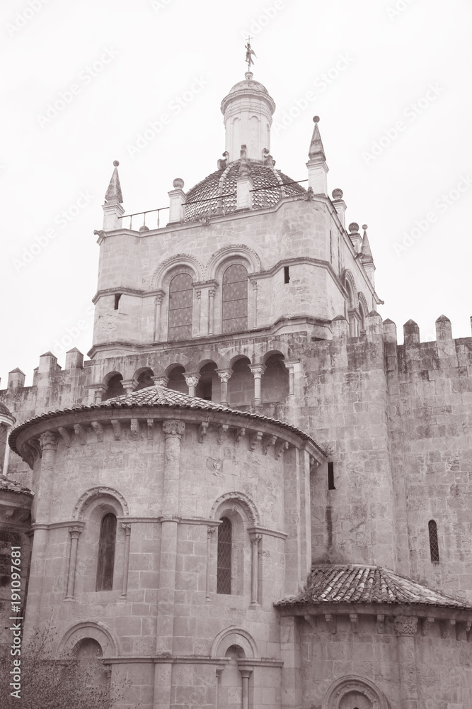 Se Velha Cathedral Church, Coimbra, Portugal in Black and White Sepia Tone