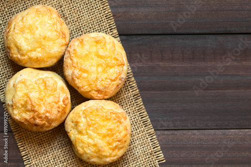Tableau sur toile Hungarian traditional Cheese Pogacsa savory baked bread-like pastry, photographe