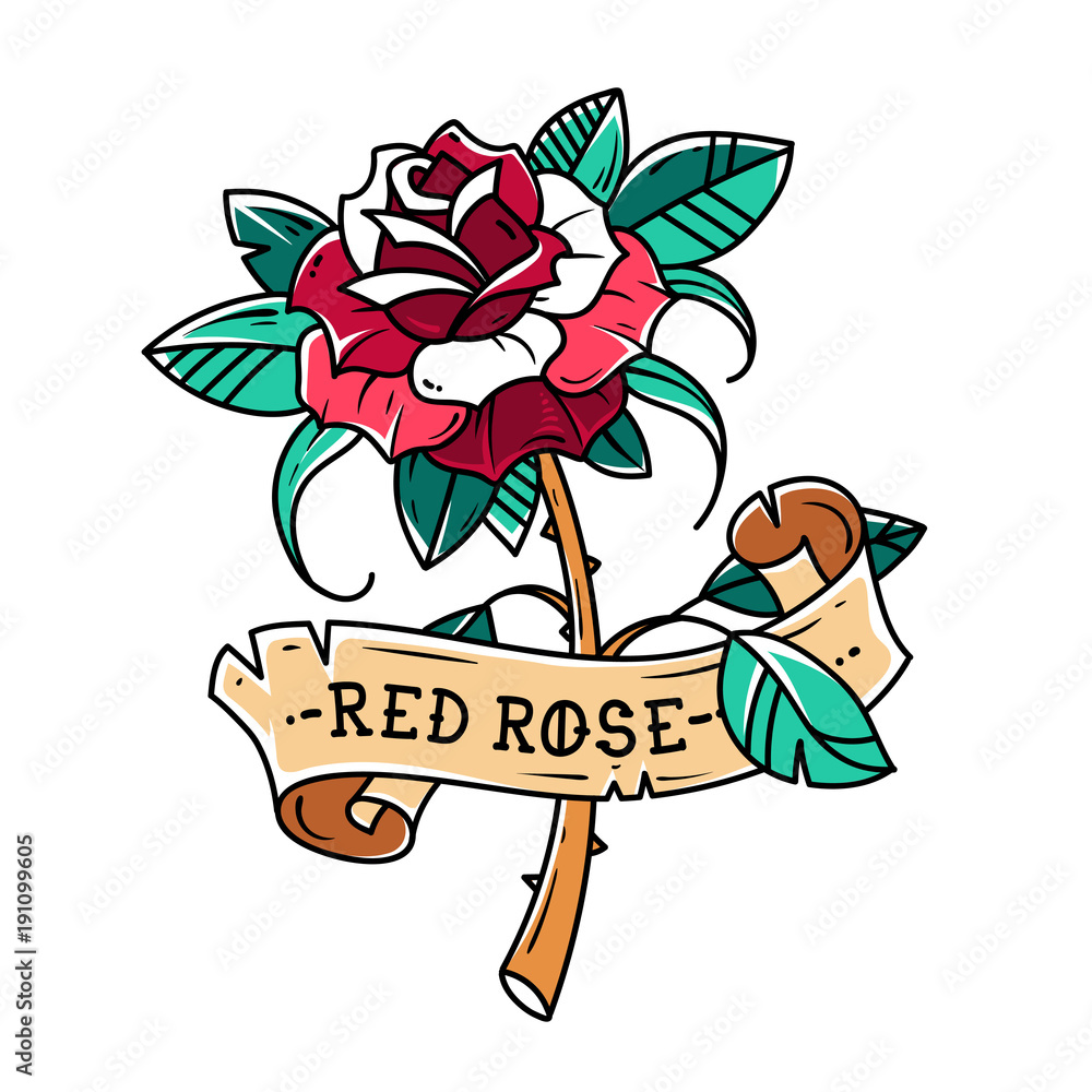 Tattoodesign Rose and Ribbon by Dralogel on DeviantArt