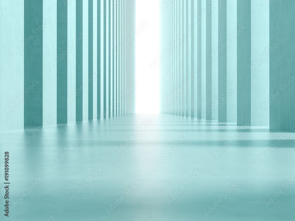 Empty corridor with columns 3D rendering Empty corridor with columns 3D rendering