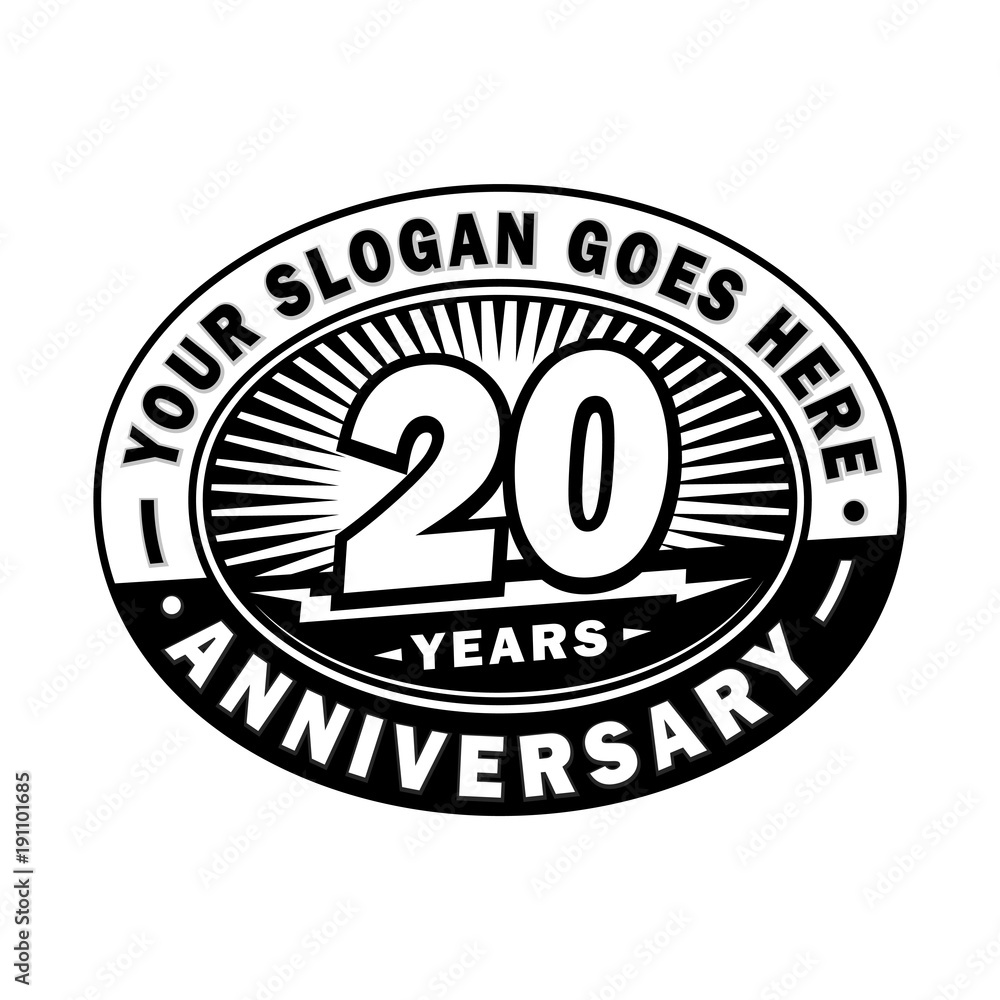 20 years anniversary design template. Vector and illustration. 20th logo.

