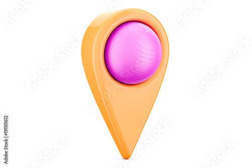 Free Download Map pointer with fitball, location concept. 3D rendering - GFXLoad