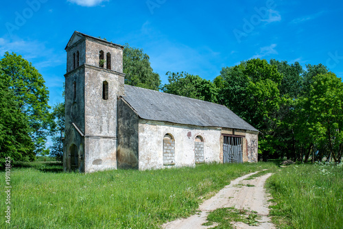 Deteriorated abandoned haunted old church.