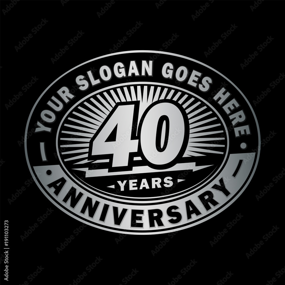 40 years anniversary design template. Vector and illustration. 40th logo.

