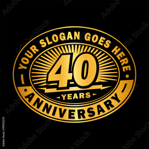 40 years anniversary design template. Vector and illustration. 40th logo.


