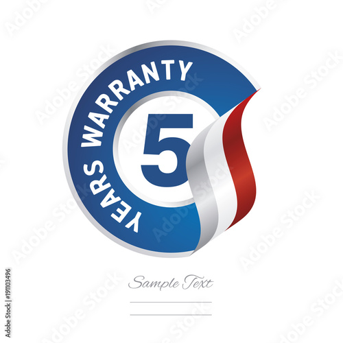 5 Years Warranty blue icon stamp vector