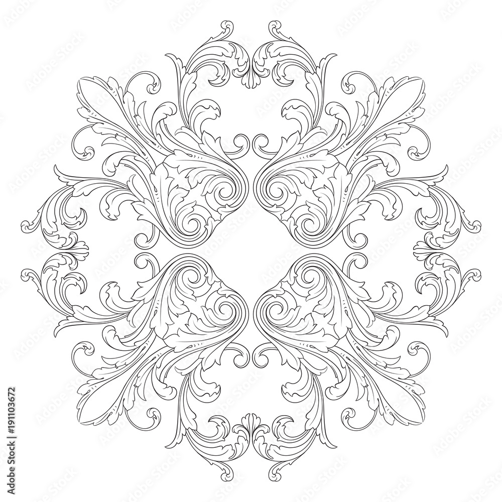 Baroque ornament decoration element.