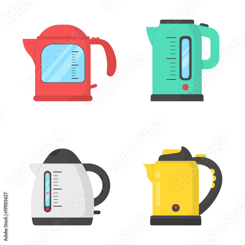 Set icon modern electrical kettle