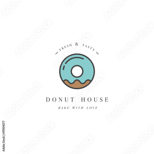 Vector design template and emblem - donut icon for bakery shop. Sweet shop.