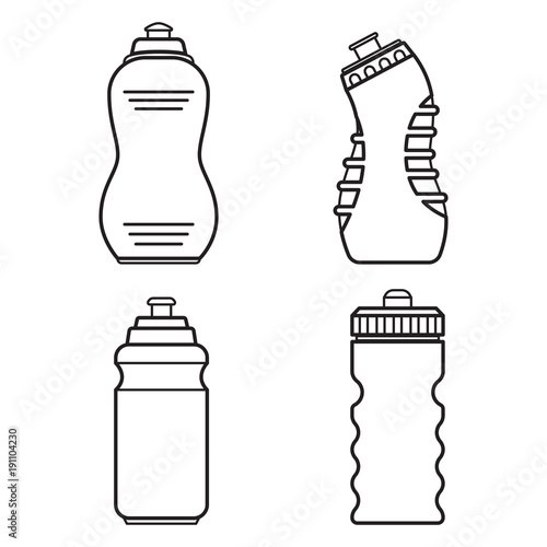 Set sports bottle. Sports thermos in line style