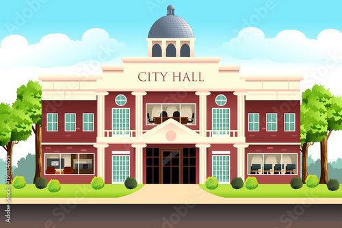 Vászonkép City Hall Building Illustration