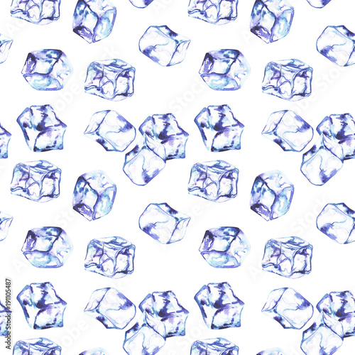ice cubes. Pattern, watercolor