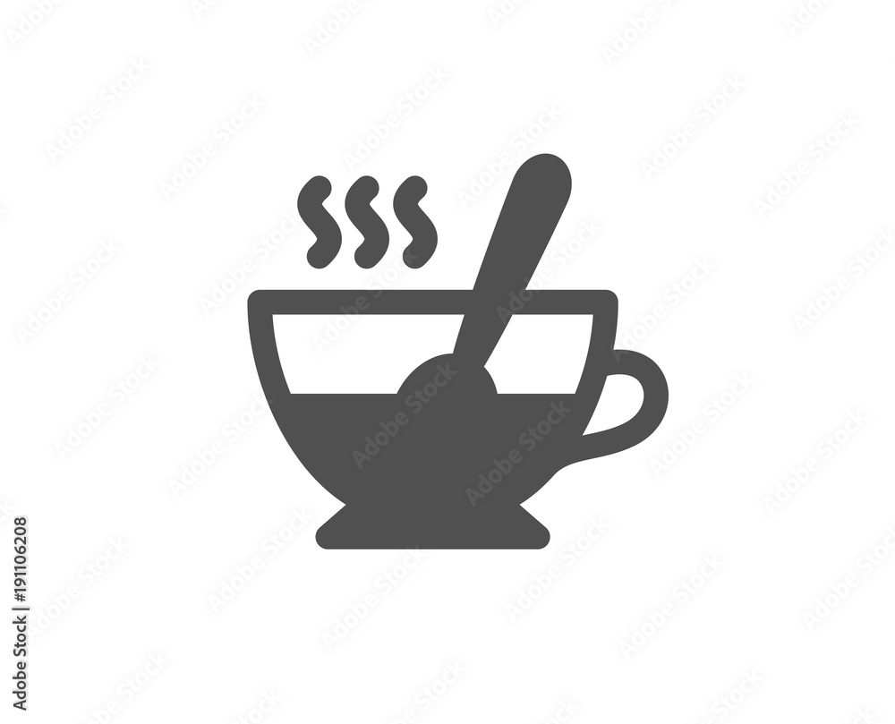 Cup with spoon simple icon. Fresh beverage sign. Latte or Coffee symbol. Quality design elements. Classic style. Vector Cup with spoon simple icon. Fresh beverage sign. Latte or Coffee symbol. Quality design elements. Classic style. Vector