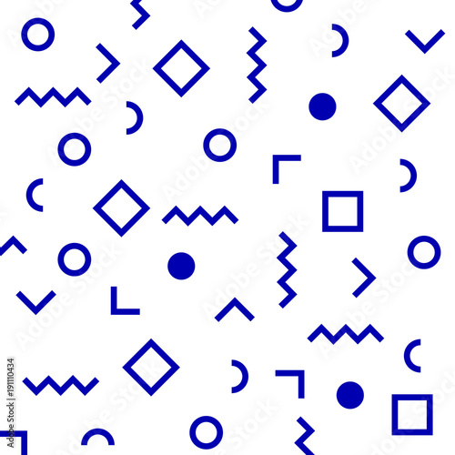 Hipster modern shapes pattern. Lines and cubic forms. Vector illustration.