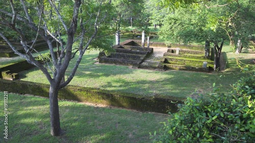 Ancient Brick Foundations of Palace Complex Ruins in Polonnaruwa photo